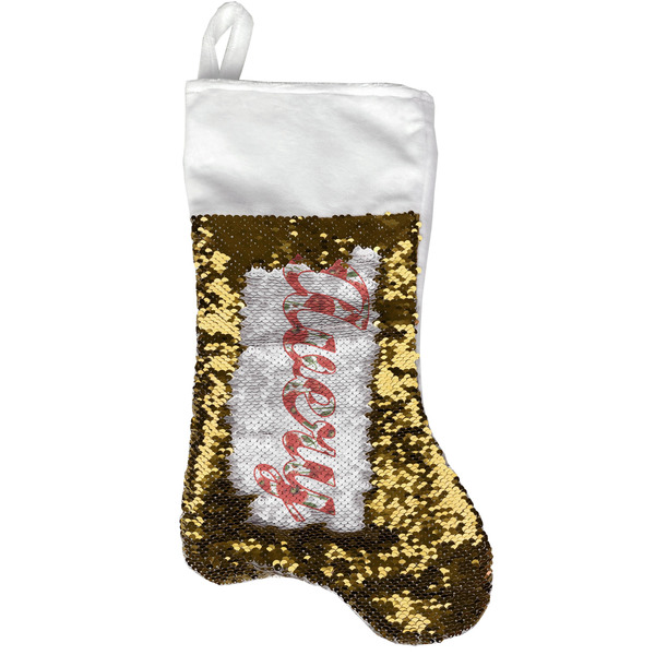 Custom Poppies Reversible Sequin Stocking - Gold (Personalized)