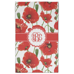 Poppies Golf Towel - Poly-Cotton Blend - Large w/ Monograms