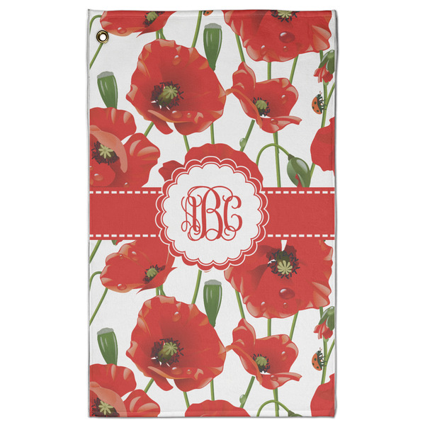 Custom Poppies Golf Towel - Poly-Cotton Blend - Large w/ Monograms