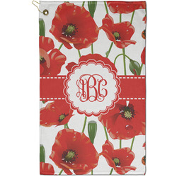 Poppies Golf Towel - Poly-Cotton Blend - Small w/ Monograms