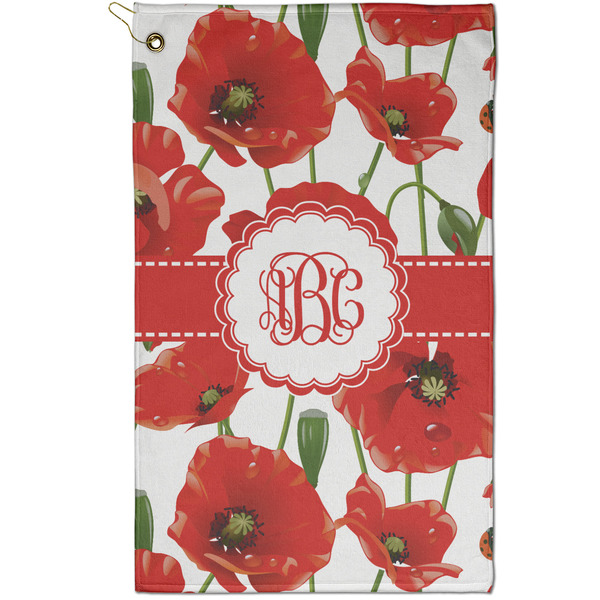 Custom Poppies Golf Towel - Poly-Cotton Blend - Small w/ Monograms