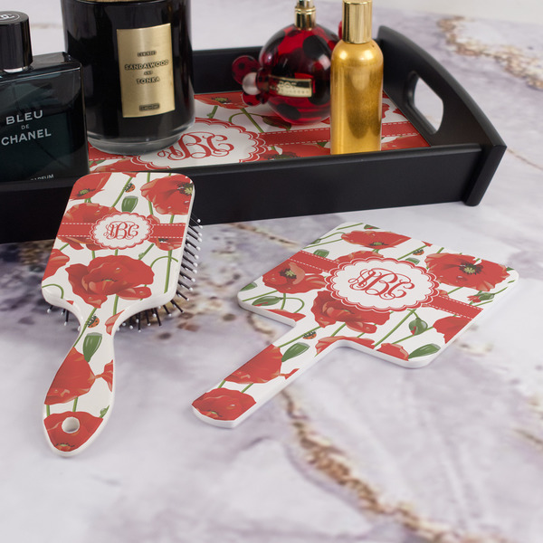 Poppies Hair Brush and Hand Mirror - Bathroom Scene