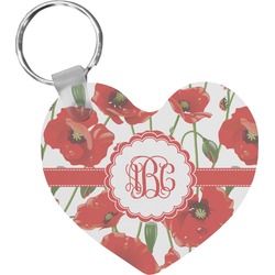 Poppies Heart Plastic Keychain w/ Monogram