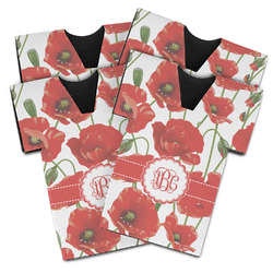 Poppies Jersey Bottle Cooler - Set of 4 (Personalized)