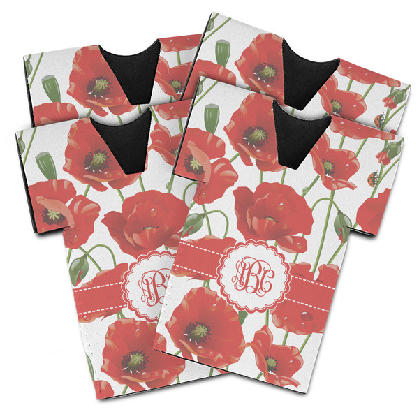 Custom Poppies Jersey Bottle Cooler - Set of 4 (Personalized)