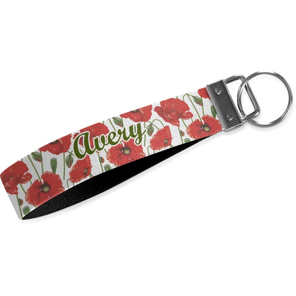 Custom Poppies Wristlet Webbing Keychain Fob (Personalized)
