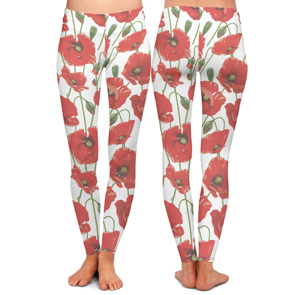 Poppies Ladies Leggings - Front and Back