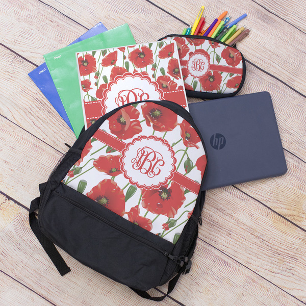 Poppies Large Backpack - Black - With Stuff