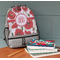 Poppies Large Backpack - Gray - On Desk