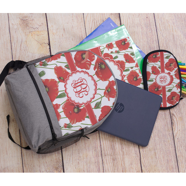 Poppies Large Backpack - Gray - With Stuff