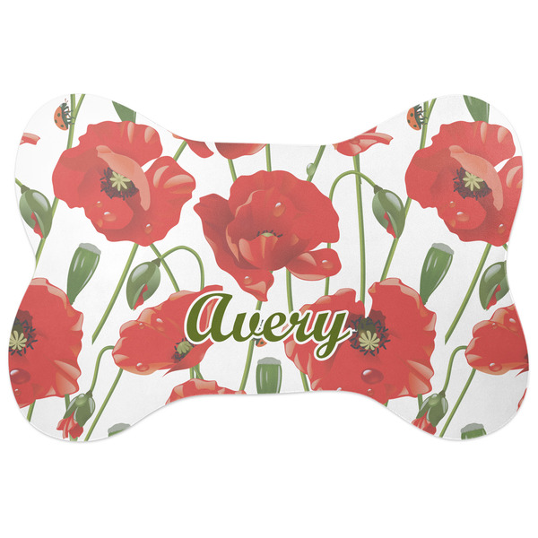 Custom Poppies Bone Shaped Dog Food Mat (Personalized)