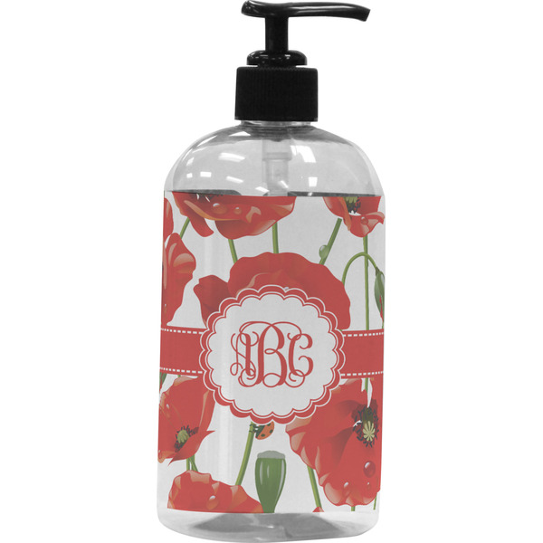 Custom Poppies Plastic Soap / Lotion Dispenser (16 oz - Large - Black) (Personalized)