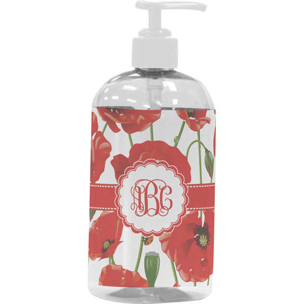 Custom Poppies Plastic Soap / Lotion Dispenser (16 oz - Large - White) (Personalized)