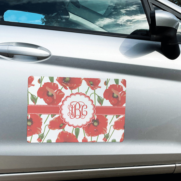 Poppies Large Rectangle Car Magnets- In Context