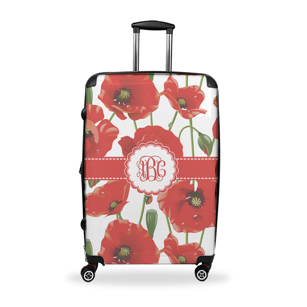 Custom Poppies Suitcase - 28" Large - Checked w/ Monogram