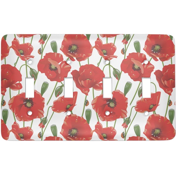 Custom Poppies Light Switch Cover (4 Toggle Plate)