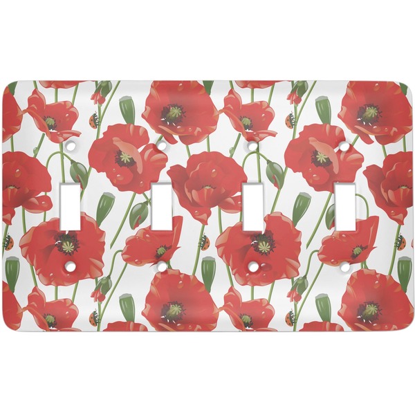 Custom Poppies Light Switch Cover (4 Toggle Plate)