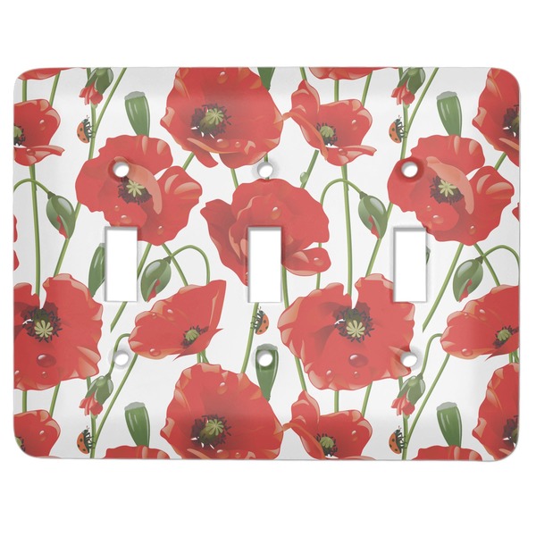 Custom Poppies Light Switch Cover (3 Toggle Plate)