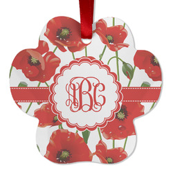 Poppies Metal Paw Ornament - Double Sided w/ Monogram