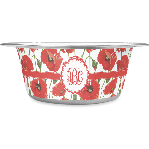 Custom Poppies Stainless Steel Dog Bowl - Large (Personalized)