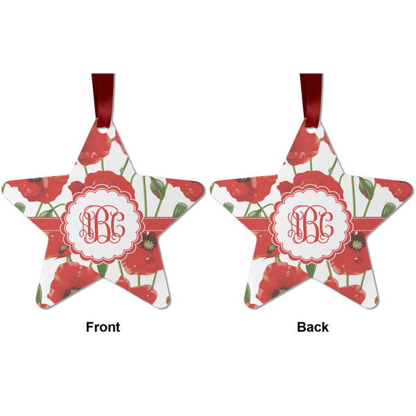 Poppies Metal Star Ornament - Front and Back