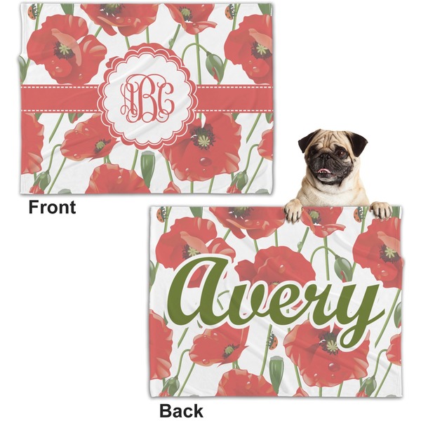 Poppies Microfleece Dog Blanket - Regular - Front & Back