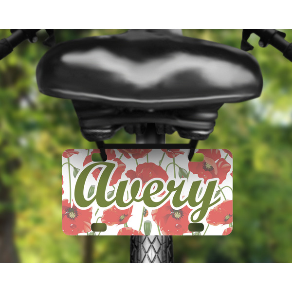 Poppies Mini License Plate on Bicycle