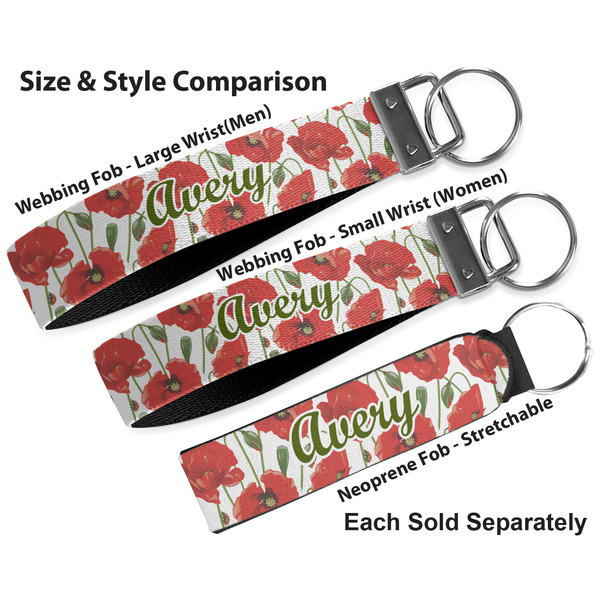 Poppies Multiple Key Ring comparison sizes