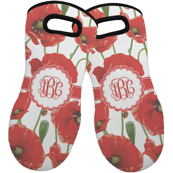 Poppies Neoprene Oven Mitt -Set of 2 - Front