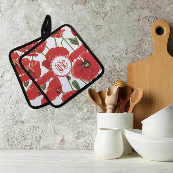 Poppies Neoprene Pot Holder - Set of 2  LIFESTYLE