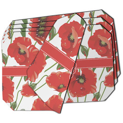 Poppies Dining Table Mat - Octagon - Set of 4 (Double-SIded) w/ Monogram