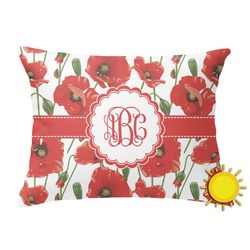 Poppies Outdoor Throw Pillow (Rectangular) (Personalized)