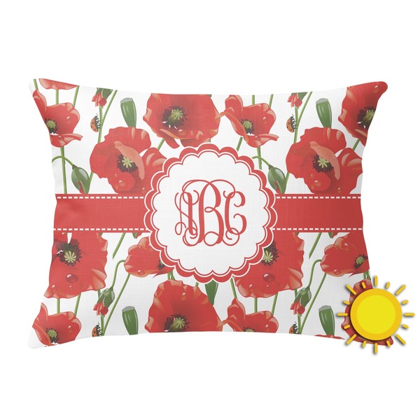 Custom Poppies Outdoor Throw Pillow (Rectangular) (Personalized)