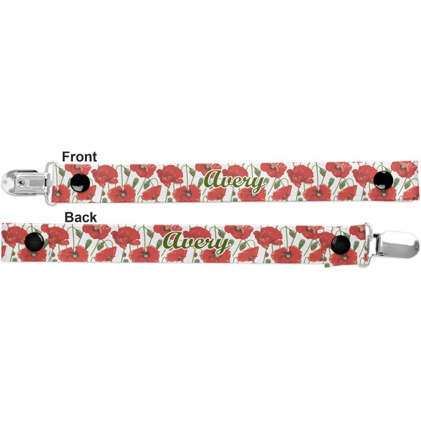 Poppies Pacifier Clip - Front and Back