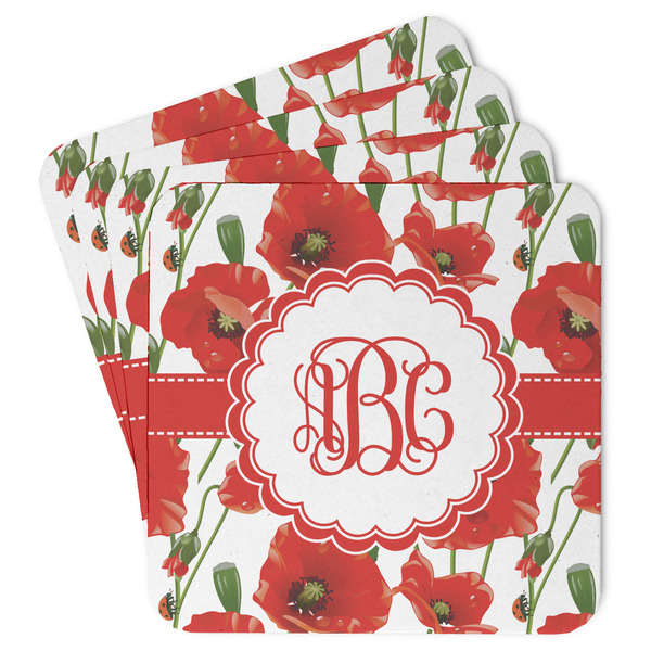 Custom Poppies Paper Coasters w/ Monograms