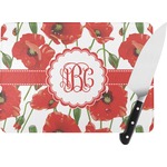 Poppies Rectangular Glass Cutting Board (Personalized)