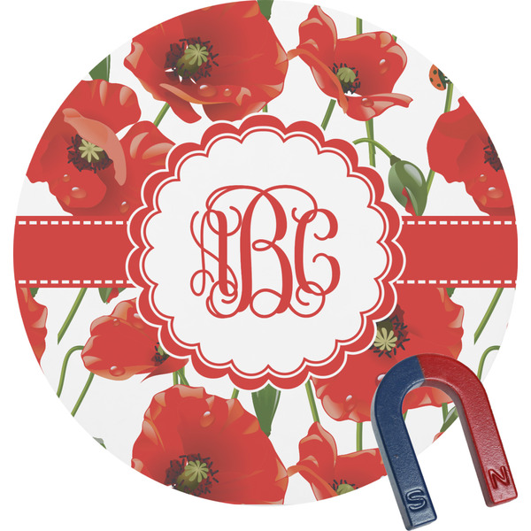 Custom Poppies Round Fridge Magnet (Personalized)