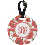 Poppies Plastic Luggage Tag - Round (Personalized)