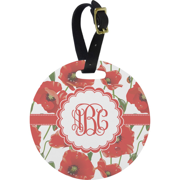 Custom Poppies Plastic Luggage Tag - Round (Personalized)