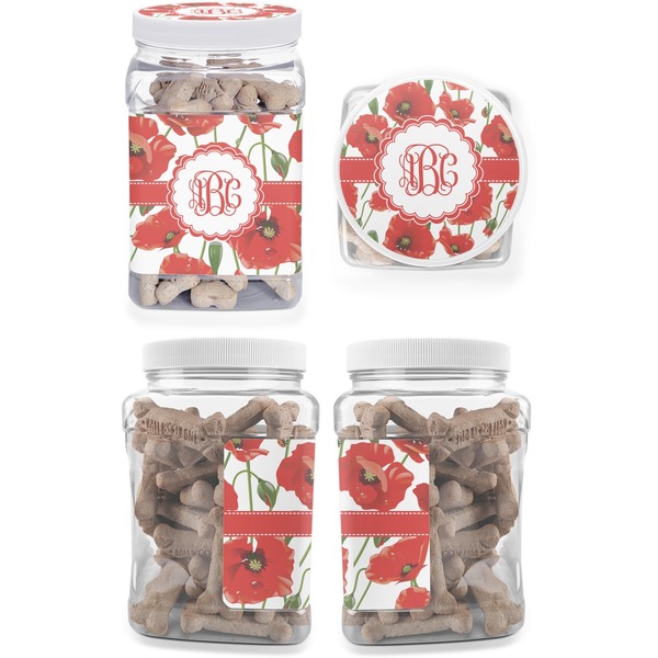 Poppies Pet Treat Jar - Multiple Angles