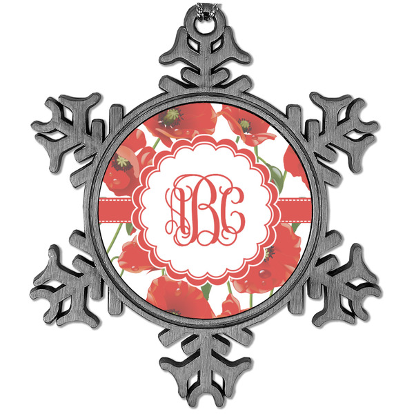 Custom Poppies Vintage Snowflake Ornament (Personalized)
