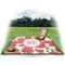 Poppies Picnic Blanket - with Basket Hat and Book - in Use