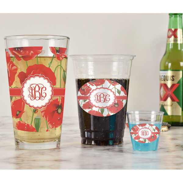 Poppies Pint Glass - Full Fill w Transparency - In Context