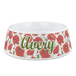 Poppies Plastic Dog Bowl (Personalized)