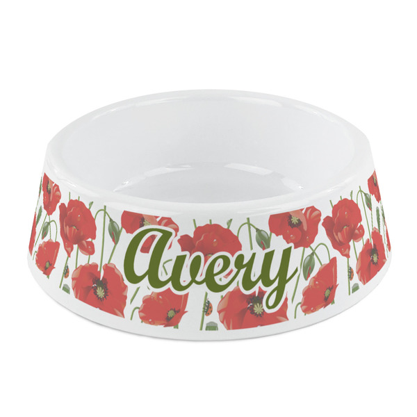 Custom Poppies Plastic Dog Bowl - Small (Personalized)
