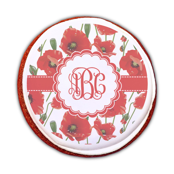 Poppies Printed Icing Circle - Medium - On Cookie