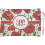 Poppies Rectangular Glass Appetizer / Dessert Plate - Single or Set (Personalized)