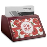 Poppies Red Mahogany Business Card Holder (Personalized)