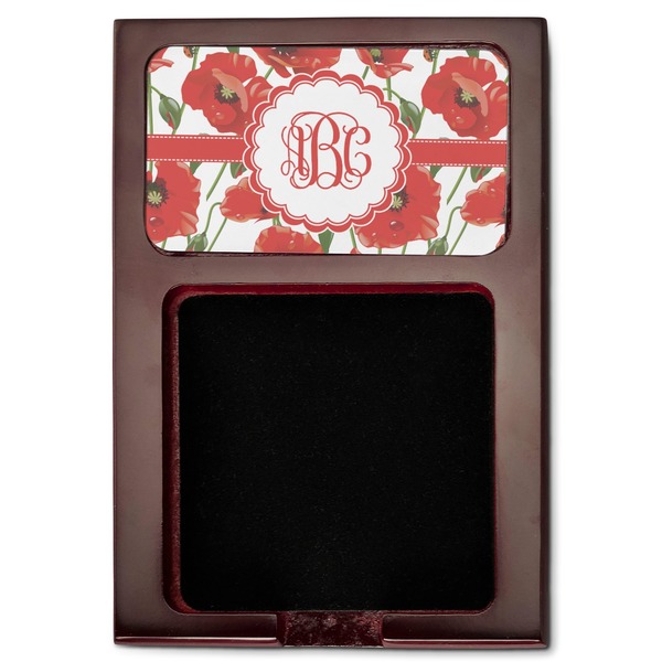 Poppies Red Mahogany Sticky Note Holder - Flat