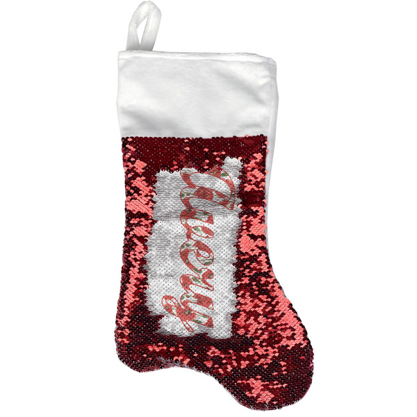 Custom Poppies Reversible Sequin Stocking - Red (Personalized)